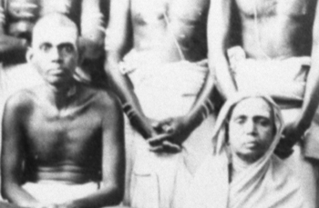 Bhagavan and his mother sitting on Arunachala