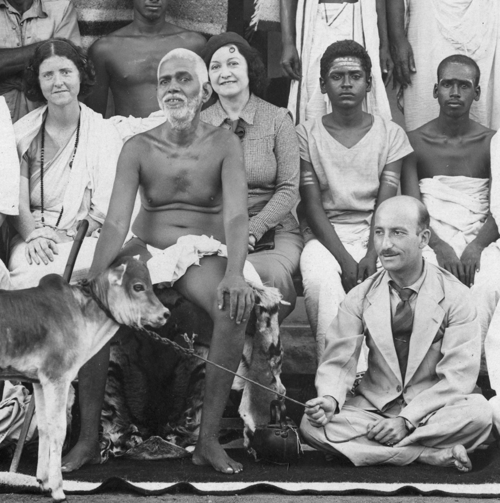 Paul Brunton sitting with Bhagavan around 1930