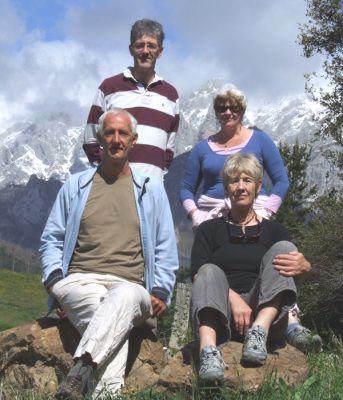 Standing at the back are my younger sister Megan and her husband Michael. Geraldine, my elder sister is sitting next to me. The photo was taken on a family holiday in North-West Spain.