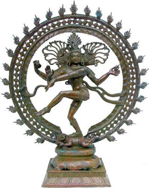 A bronze statue of Nataraja performing his dance