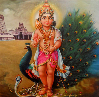 Murugan on his peacock