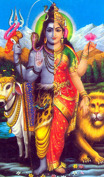 Ardhanarishwara, a form of Siva in which Parvati, his consort, shares half of his physical form